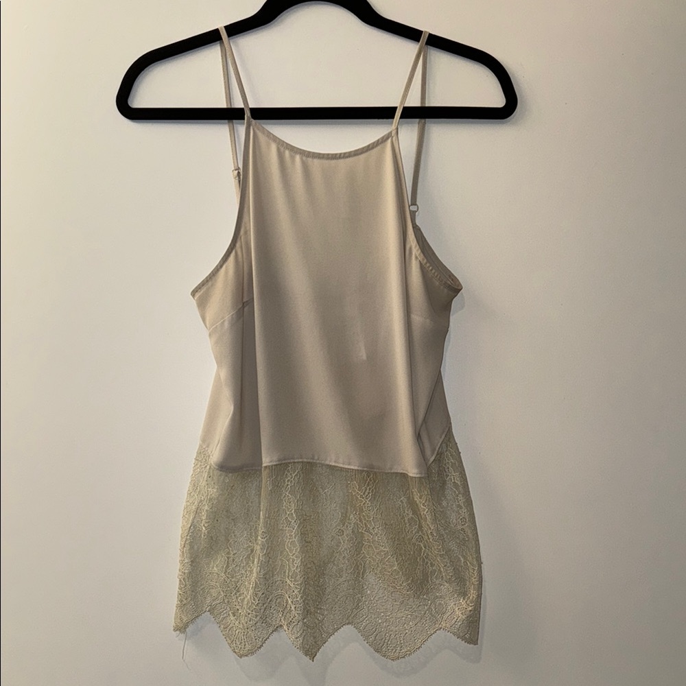 Elegant Cream Lace Trim Cami Top